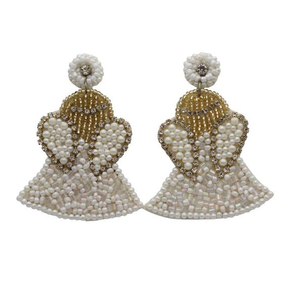 Kay Lee Christmas Angel Seed Bead Earrings - Picture 2 of 2